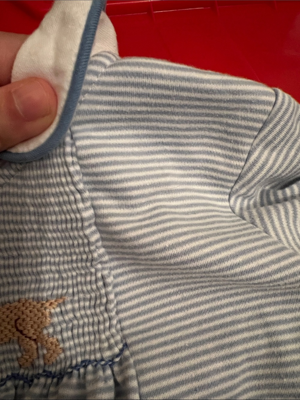Zuccini Kids Classic Light Blue Striped Romper with Puppy Embroidery - Picture 3 of 4